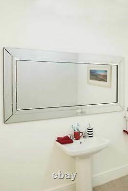 Grand Miroir Moderne De Mur De Verre Vénitien De Pleine Longueur 5ft9 X 2ft9 174cm X 85cm