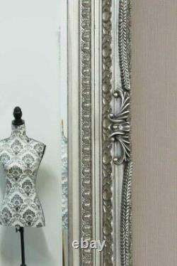 Grand Miroir Mural De Style Antique D'argent Pleine Longueur 5ft9 X 3ft 175cm X 90cm