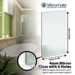 Grand Miroir Mural de Salle de Bain en Verre 4mm Avec Bords Polis 6 Trou 8ft x 4ft