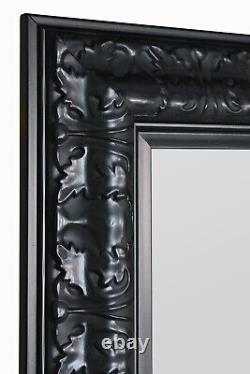 Grand Miroir Noir Antique Longueur Complète Leaner Mur Miroir Biseauté 186cm X 84cm