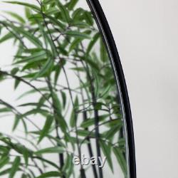 Grand Miroir Noir Arqué à Cadre Fin d'Art Déco Minimaliste Incliné Pleine Longueur
