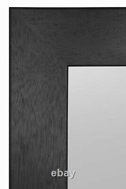 Grand Miroir Noir Pleine Longueur Bois Maigre / Miroir Mural 204cm X 142cm Nouveau