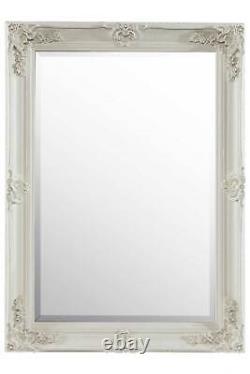 Grand Miroir Off Blanc Orné Pleine Longueur Mur 3ft7 X 2ft7 110cm X 79cm