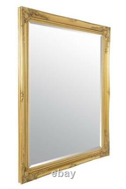 Grand Miroir Orné De Style Mur D'or Pleine Longueur 4ft7 X 3ft7 140cm X 109cm