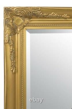 Grand Miroir Orné De Style Mur D'or Pleine Longueur 4ft7 X 3ft7 140cm X 109cm