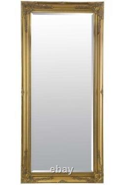 Grand Miroir Pleine Longueur Inclinable au Sol Classique Doré 5Pieds7 X 2Pieds7 170cm X 79cm