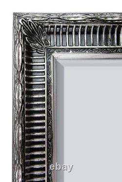 Grand Miroir Silver Leaner Pleine Longueur Mur En Bois 6ft7 X 4ft7, 201 X 140cm