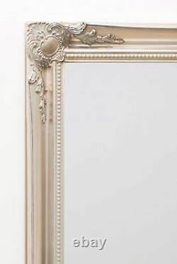Grand Miroir Silver Shabby Chic Ornate Pleine Longueur Mur 6ft6 X 2ft6 198cm X 75cm