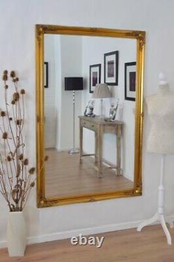 Grand Or Antique Orné Pleine Longueur Leaner Long Miroir De Mur 167cm X 106cm