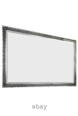 Grand Silver Antique Full Length Wood Wall Mirror 6ft7 X 4ft7 201 X 140cm