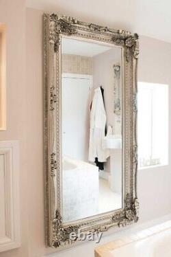 Grand miroir Louis argenté antique Pleine longueur Mur Leaner Long 175cm X 90cm