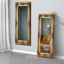 Grand miroir antique doré extra large en bois inclinable de 173cm/185cm de pleine longueur