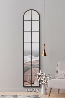 Grand miroir arqué à poser contre le mur avec cadre noir, 75 x 16, 190 x 40 cm, MirrorOutlet