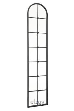 Grand miroir arqué à poser contre le mur avec cadre noir, 75 x 16, 190 x 40 cm, MirrorOutlet