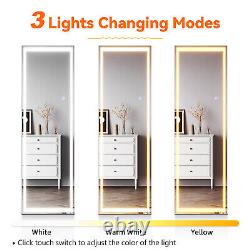Grand miroir de dressing plein pied avec lumière LED à 3 couleurs pour maquillage chambre à coucher 160×50CM