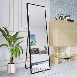 Grand miroir de plancher pleine longueur 140x40cm avec cadre en alliage d'aluminium noir