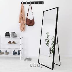 Grand miroir de plancher pleine longueur 140x40cm avec cadre en alliage d'aluminium noir