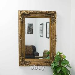 Grand miroir de style vintage en bois rectangulaire doré de l'abbaye 4 pieds x 3 pieds 122x92cm