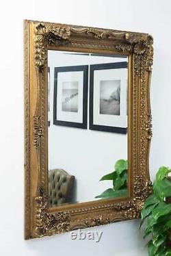 Grand miroir de style vintage en bois rectangulaire doré de l'abbaye 4 pieds x 3 pieds 122x92cm