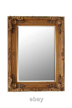 Grand miroir de style vintage en bois rectangulaire doré de l'abbaye 4 pieds x 3 pieds 122x92cm