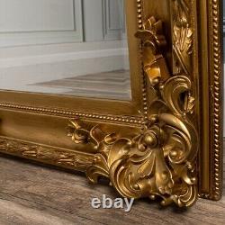 Grand miroir doré extra-large lourdement orné, montable au mur en pleine longueur 200cm x 100cm