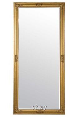 Grand miroir doré plein format mural incliné monté de 5 pi 3 x 2 pi 5 / 160 cm x 73 cm