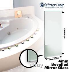 Grand miroir en verre biseauté pour salle de bains, pleine longueur, épaisseur de 4 mm, dimensions de 4 pieds x 1 pied (122 cm x 30 cm).