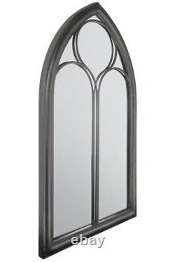 Grand miroir mural de jardin noir rustique pour jardin extérieur 3ft8 x 2ft 112cm x 61cm