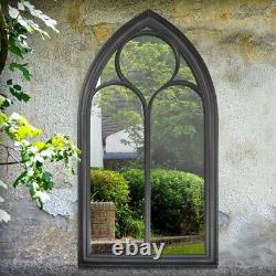 Grand miroir mural de jardin noir rustique pour jardin extérieur 3ft8 x 2ft 112cm x 61cm