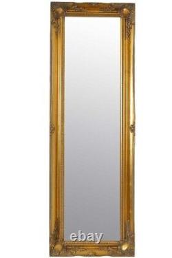 Grand miroir mural de style ancien doré et de longueur entière 4 pieds 6 pouces x 1 pied 6 pouces, soit 135 x 45 cm.