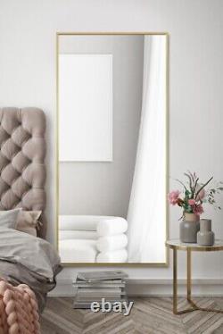 Grand miroir mural inclinable en aluminium doré bordé 68X33 174x85cm MirrorOutlet