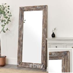 Grand miroir mural/inclinable en bois rustique 158cm x 78cm de hauteur totale immense