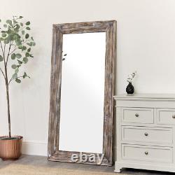 Grand miroir mural/inclinable en bois rustique 158cm x 78cm de hauteur totale immense