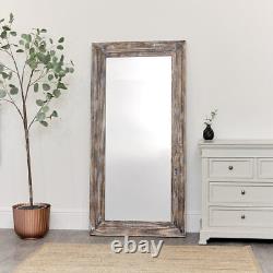 Grand miroir mural/inclinable en bois rustique 158cm x 78cm de hauteur totale immense