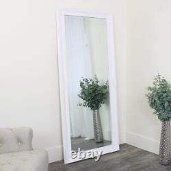 Grand miroir mural plein pied blanc de style shabby chic vintage pour chambre à coucher