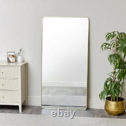 Grand miroir mural / sur pied encadré doré en forme de courbe 160cm x 80cm plein longueur