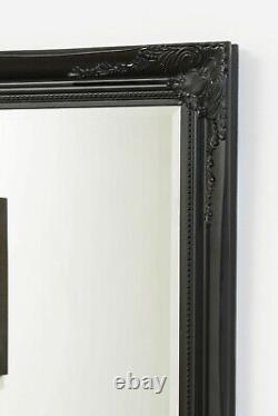 Grand miroir noir ancien classique de grande taille avec ornements pleine longueur 110cm-200cm x 79cm-140cm