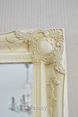 Grand miroir plein format ivoire crème mural antique 5 pieds 6 pouces x 1 pied 6 pouces 167cm x 46cm
