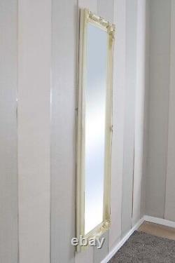 Grand miroir plein format ivoire crème mural antique 5 pieds 6 pouces x 1 pied 6 pouces 167cm x 46cm