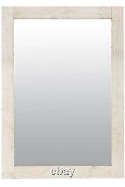 Grand miroir pleine longueur en bois massif blanc, murale, de dimensions 6 pieds 10 pouces x 4 pieds 10 pouces (209 cm x 149 cm).