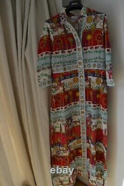 Hayley Menzies Pure Silk Longue Chemise Maxi Taille De Robe Large Nouveau Éblouissant