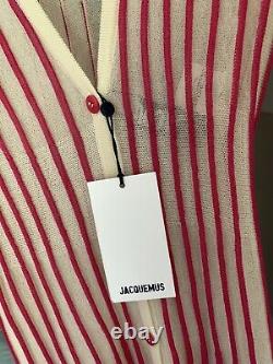 Jacquemus Knit Maxi Button Up Robe Rose Rayé La Robe Jaques 40 Épuisé