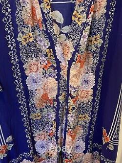 Johnny Était Taille 3x Blati Imprimé Pleine Longueur Kimono Bleu Floral