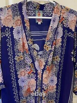 Johnny Était Taille 3x Blati Imprimé Pleine Longueur Kimono Bleu Floral