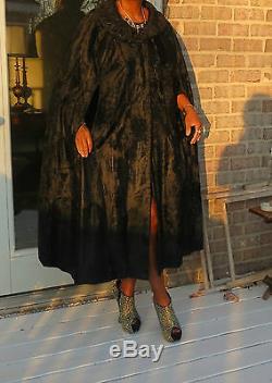 Longue Pleine Longueur Designer Black Russian Broadtail Fur Cape Manteau Veste L-xl14-20