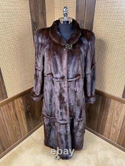 Longueur Complète 50 Fours D'andriana Ranch Brun À Plusieurs Niveaux Mink Fur Coat Large 10 12