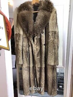 Longueur Complète Coyote Fox Real Fur Coat Grand Manteau De Fur Homme Stupéfiant