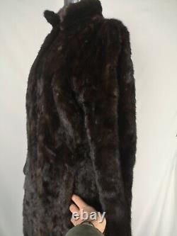 Magnifique Manteau De Fourrure De Vison Brun 100% Naturel Pleine Longueur Taille Uk 16 Large