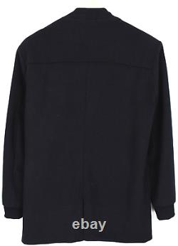 Manteau EARNEST SEWN Studio pour homme LARGE en mélange de laine, fermeture éclair intégrale, mi-long, bleu foncé