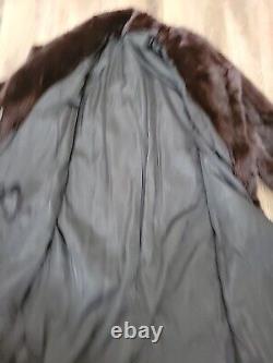 Manteau Long en Vison Vintage pour Femme de Couleur Marron Foncé Style Hollywood Regency